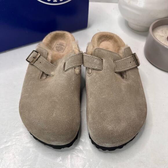Birkenstock Boston VL/Shearling Suede Taupe Narrow Fit Men 3/Women 5 NWB main image 4
